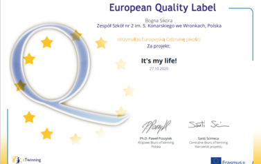 IT\'S MY LIFE Europejska odznaka jakości